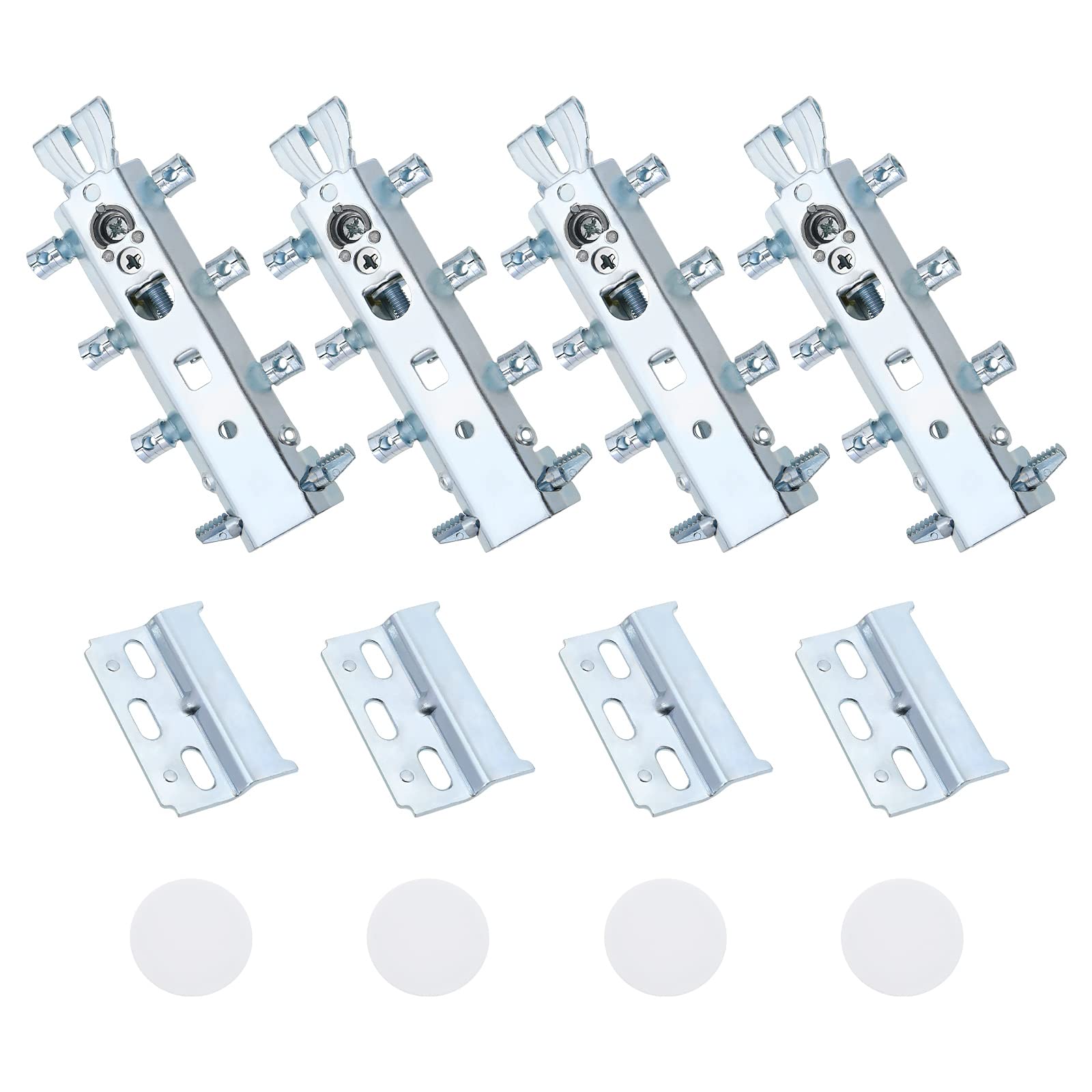 OTOTEC 4Pcs Cupboard Hanging Bracket with Wall Plate Cover Cap Universal Cupboard Wall Brackets Cabinet Cupboard Holder for Kitchen Bedroom Dinining Room Silver