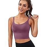 Everrysea Sports Bras for Women High Support Longline Workout Tank Tops Built in Bra Strappy Yoga Padded Crop Top