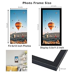 JCJMY 6x12 Black Picture Frame Set of 6, Horizontal