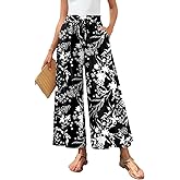 Bestbee Women's Wide Leg Palazzo Pants Dressy Casual Gaucho Pants Elastic Waist with Pockets