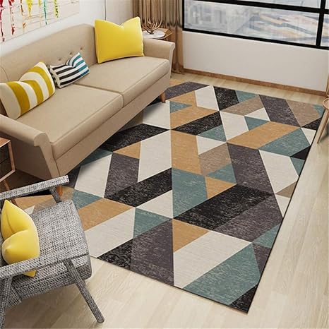 Amazon 夏用 ラグ 安い 絨毯 大丸マインクラフト カーペット 色 60x90cm 北欧のミニマリストスタイルカーペット リビングルームモダンな幾何学的なソファコーヒーテーブルマット寝室ベッドサイドホームカーペットポリエステル長正方形ポリエステル 浴室足ふきマット