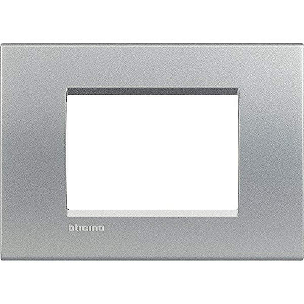 BTicino Living Light LNA4803AC Plate Square 3-Switch, Steel, silver, LNA4803TE