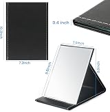 OWLKELA Portable Folding Mirror 25x18cm Black PU Leather Travel Vanity view 2