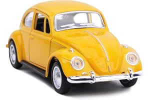Berry President 1967 Classic Beetle Bug Vintage 1/32 Scale Diecast Metal Pull Back Car Model Toy for Gift/Kids (Yellow)