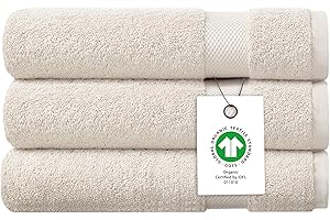 Delara 100% Organic Cotton Towels 650 GSM Plush Feather Touch Quick Dry Bath Sheet, Pack of 3 GOTS Certified, Oeko-Tex Green Certified, Organic Cotton Bath Sheet, 36"X70"