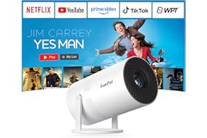 【Built-in Latest Android】XuanPad Mini Projector with Wi-Fi and Bluetooth, Full HD 1080P Smart Portable Projector with 210° Stand, Auto Vertical Keystone, Compatible with HDMI/USB/TV Stick/Phone/Laptop