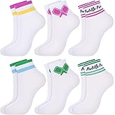 Cutecrop 6 Pack Dink Ball Crew Sock Cushioned Crew Sports Ankle Sock Bulk Fun Design for Women Men Mother's Day Christmas Easter Thanksgiving Gift