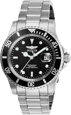 Relógio masculino de quartzo em aço inoxidável invicta pro diver, preto/prata, 40 mm