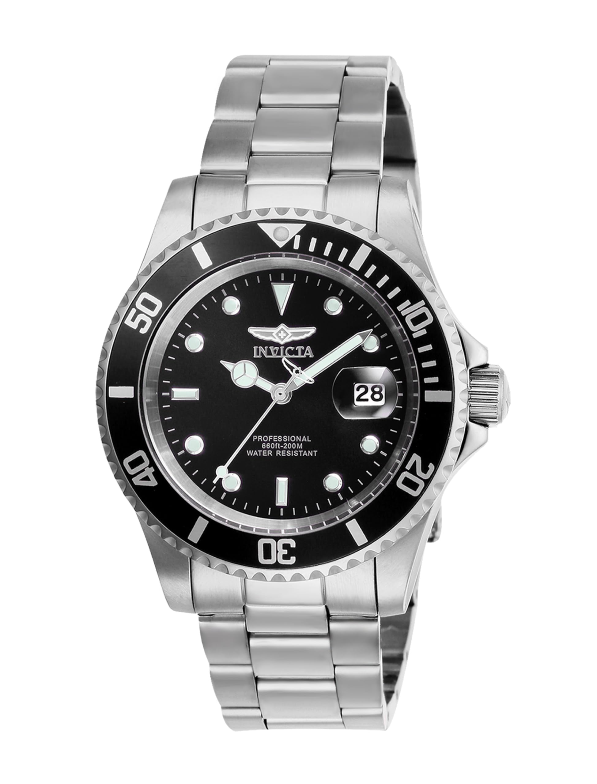 Invicta Reloj de cuarzo Pro Diver para hombre con correa de acero inoxidable, plateado, 20 (modelo: 26970)