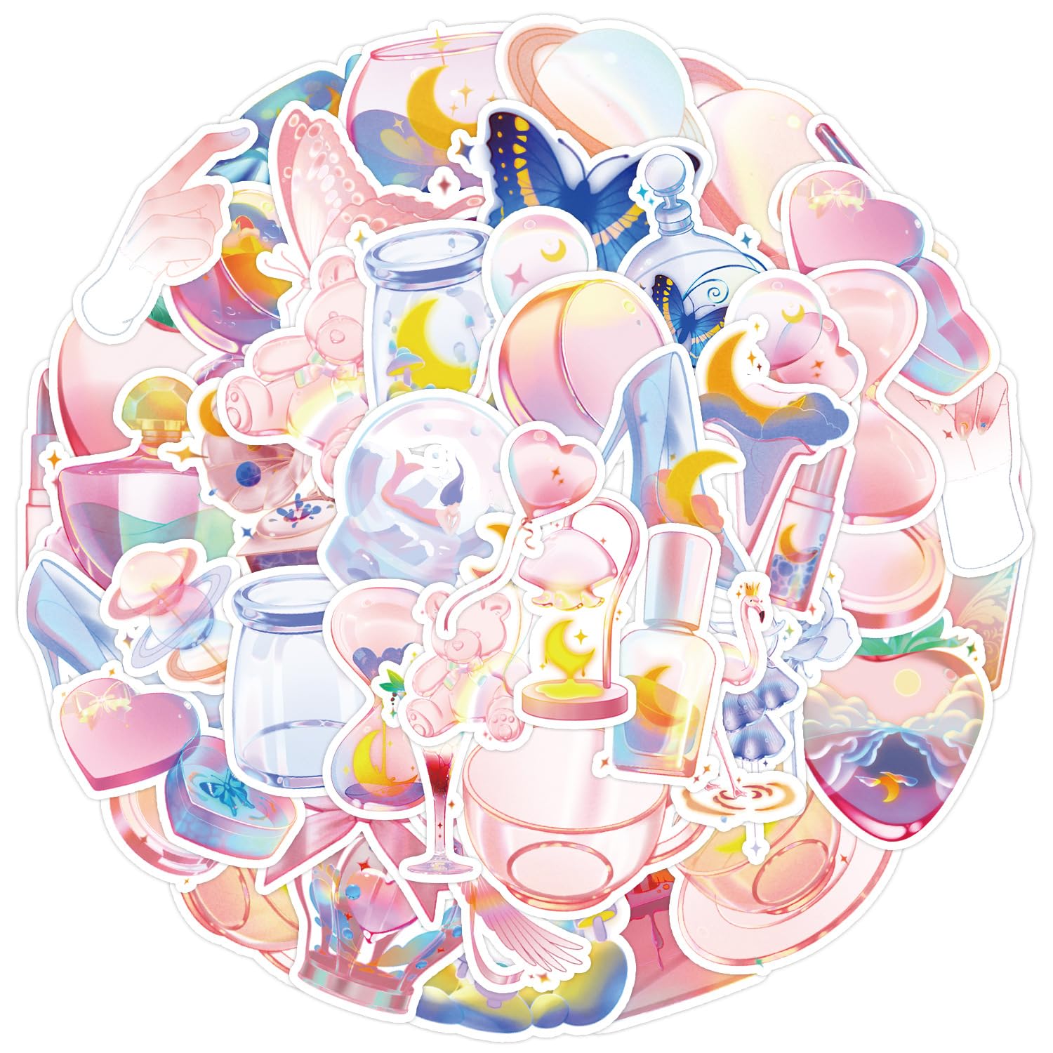 50Pcs Dream Crystal Stickers Laptop Car Scrapbook Phone Skateboard Suitcase Luggage Bike Dream Crystal Stickers Vinyl Waterproof Aesthetic Personalised Stickers for Teens Boys Girls Adults Children