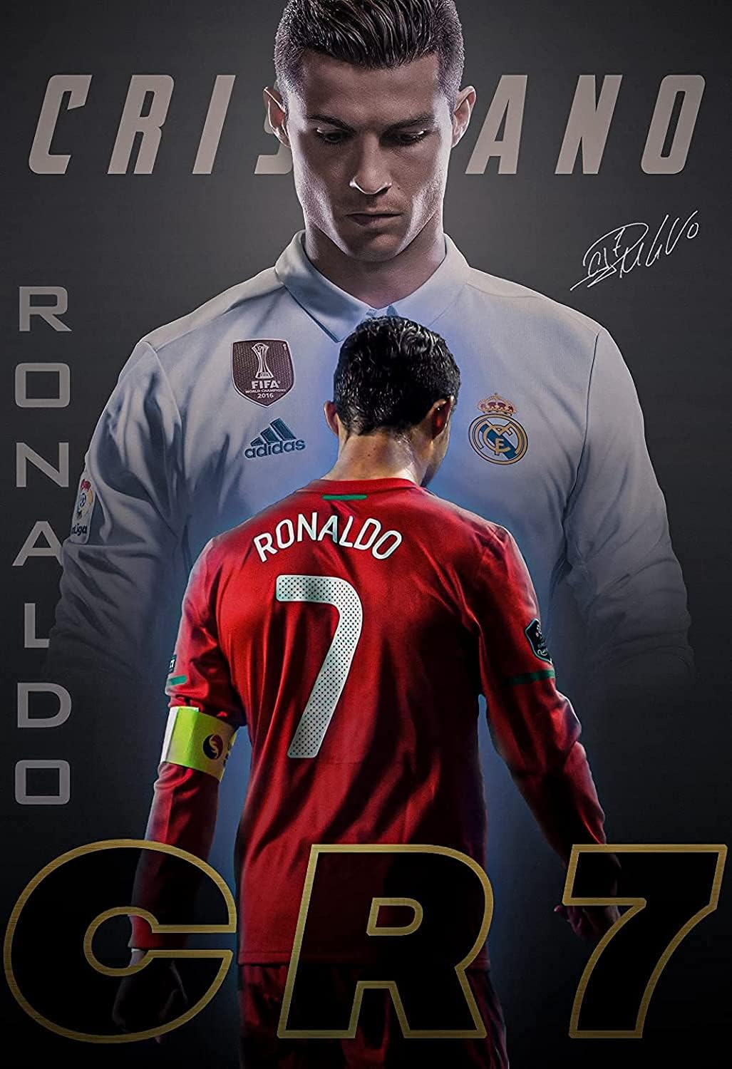 Posters & Prints - CR7 Cristiano Ronaldo Poster for Wall Art Signed Football Soccer Wall Mount - 12 x16 Inch (LAMINATED) (12X16)