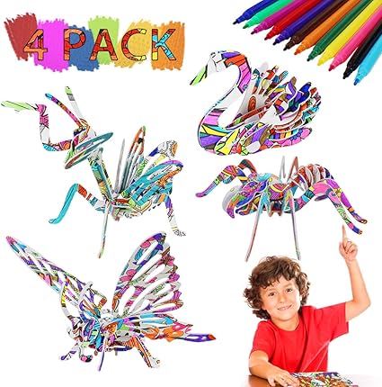 Amazon Com Komiwoo 3d Coloring Puzzle Set Age 6 12 Year Old Fun Educational Painting Crafts Kit With Supplies For Kids Toys Games