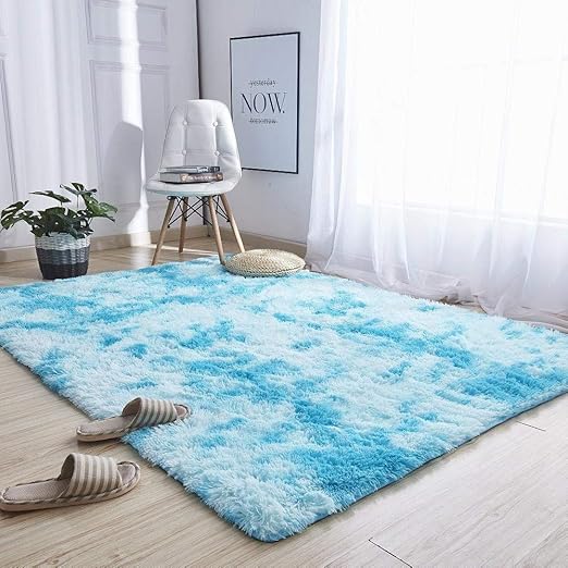 Rectangle TieDye Fluffy Bedroom Carpets Girls Rooms Kids Rooms Nursery