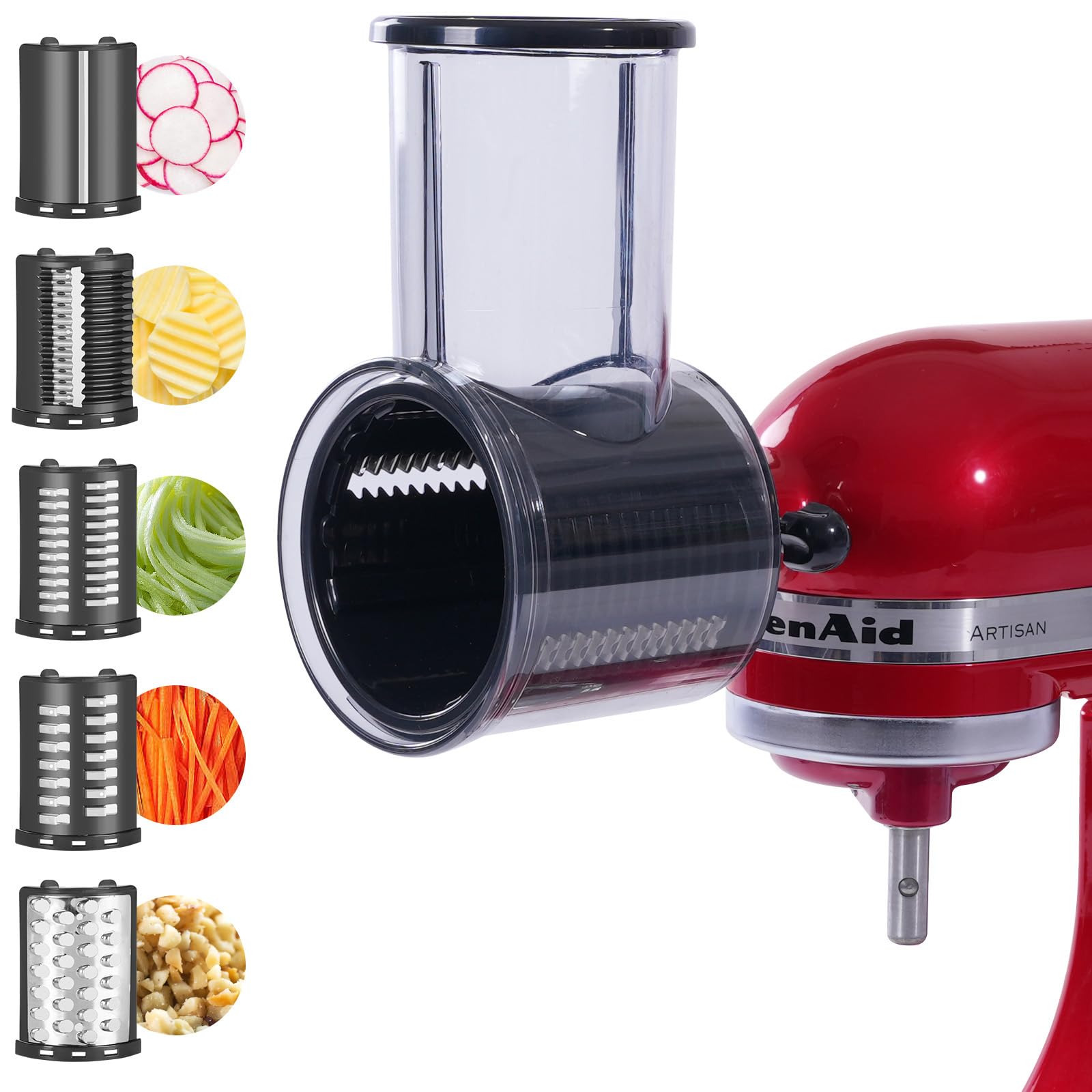 Photo 1 of Slicer Shredder Attachment for KitchenAid Stand Mixer, Vegetable Chopper Cheese Grater Fruits Salad Cutter Accessories with 5 Blades by Gdrtwwh