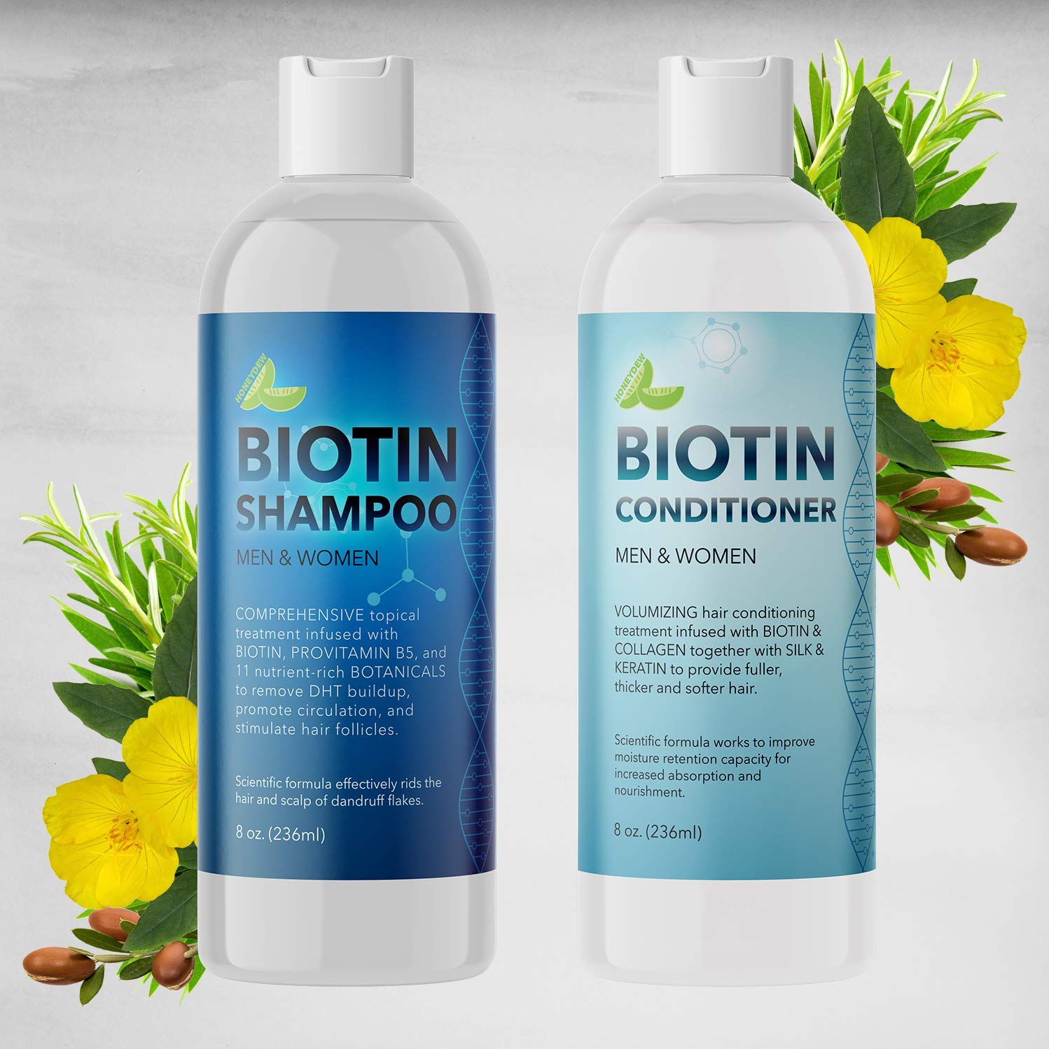 Biotin Shampoo and Conditioner Hair Loss Treatment for Thinning Hair - Hair Follicle Stimulator for Fuller Thicker Hair Growth - Revive Damaged Hair with Natural Jojoba Oil Argan Oil Sea Buckthorn: Beauty