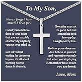 Someki To My Son Necklace Christian Cross Pendant Xquisitely Engraved Lord'S Prayer Necklace Birthday Inspirational Gifts for Son