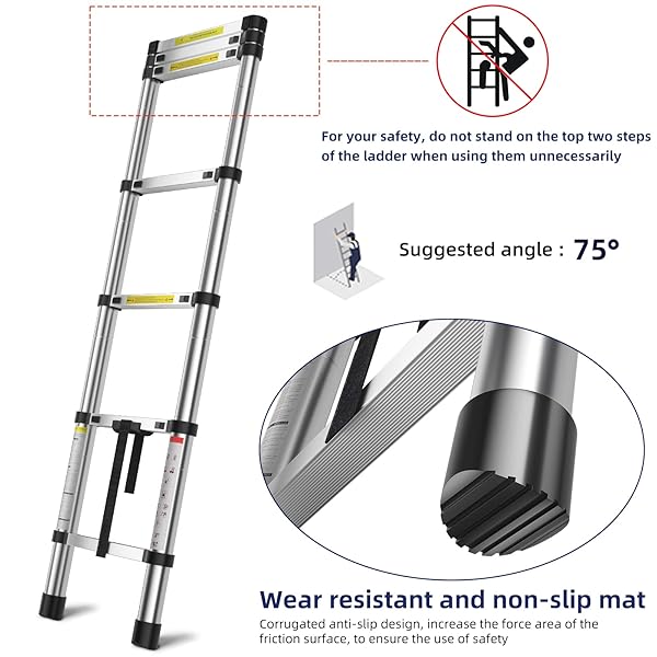 MGENLONG 6.6 FT EXTENSION LADDERS, LIGHTWEIGHT COLLAPSIBLE LADDERS, ALUMINUM TELESCOPING LADDERS FOR HOME, FOLDING TELESCOPING LADDER FOR RV, ATTIC, DAILY USE AT HOME, CAPACITY 330 LBS…