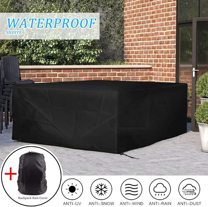 SHDlYE Abdeckung für Gartenmöbel Rechteckig mit Rucksack-Regenhüllen