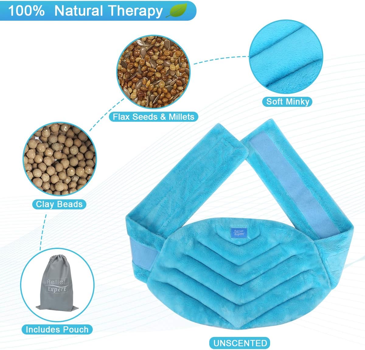 Relief Expert Microwave Heating pad for Lower Back Pain Relief, Extra Large Microwavable Heat Wrap for Lumbar, Waist, Stomach Cramps, Legs, Neck and Shoulders, Natural Hot or Cold Therapy: Health & Personal Care