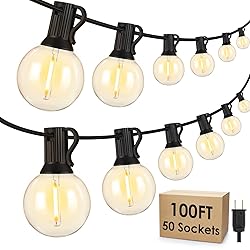 Mlambert 100Ft LED Outdoor String Lights, Dimmable