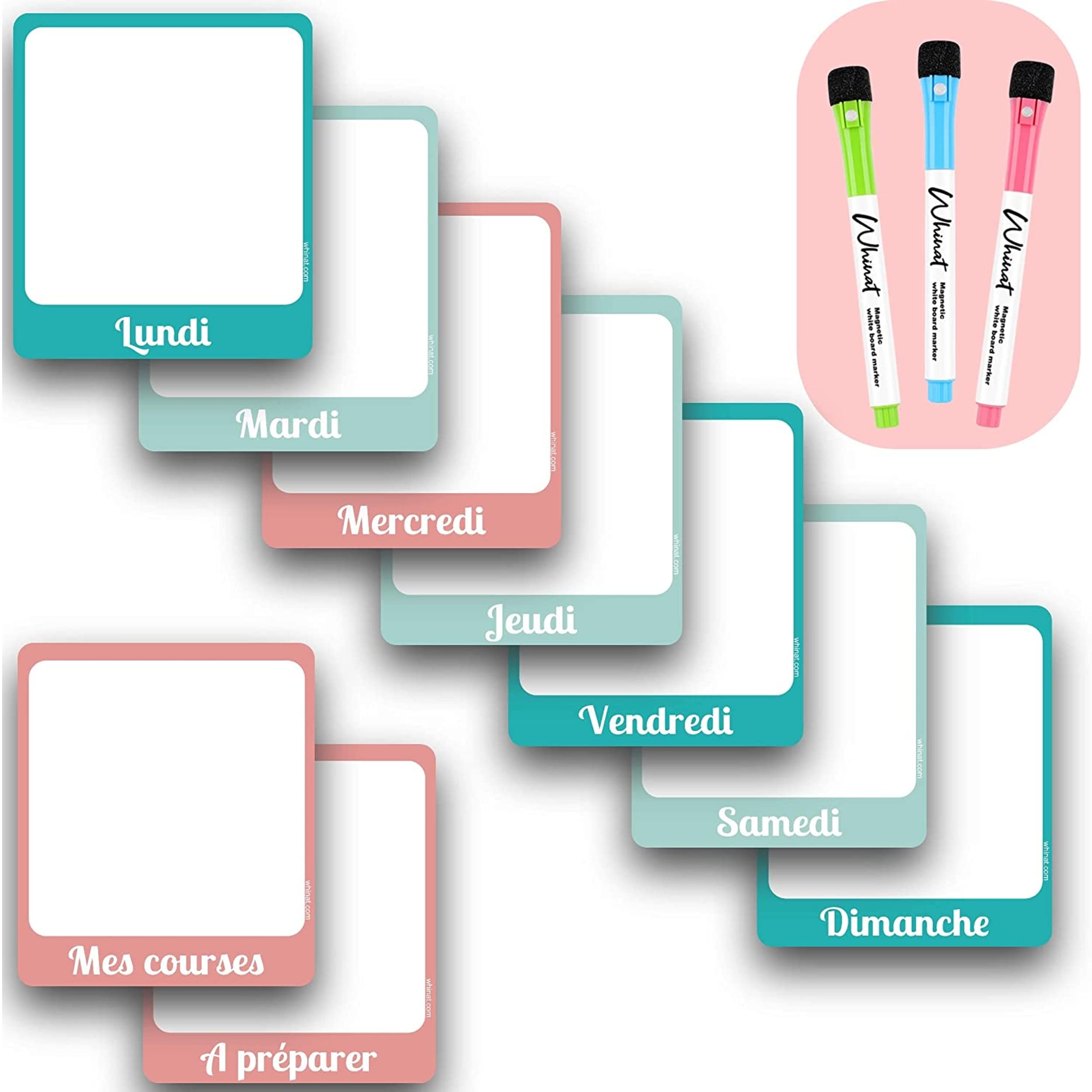 WHINAT Magnetic Fridge Puzzle 9 Pieces – Weekly Board for Menu / To Do List / Shopping List / Household Tasks / Exam / Planning / Planner / Organiser / Week Calendar