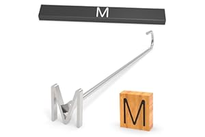 PKPKAUT 1 1/4" Steak Branding Irons Personalized for Steak, Buns, Wood & Leather | Personalized Stainless Steel BBQ Brander | Branding Stick with Gift Box | 12" Hand-Forged Handle (Alphabet M)