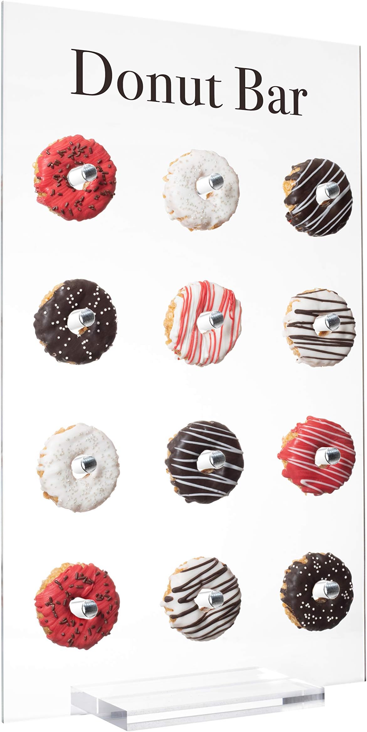 EstherO Acrylic Donut Wall Display Small Tabletop Display Holds 12 Doughnuts, Clear, Floating Display For Doughnuts, Bagels, Party Favors, Wedding, Birthday, Baby Shower, Office Parties, Hotels