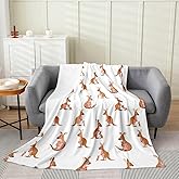 Feelyou Kids Kangaroo Throw Blanket All Season, Cute Wild Animal Bed Blanket for Girls Boys Bedroom Wild Kangaroos Decor Fleece Blanket, Brown Flannel Fuzzy Plush Blanket Baby 30"x40"