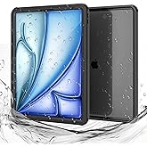 Miimall Waterproof Case for iPad Air 13 inch M2 2024, IP68 360 Full-Body Ultra-Thin, Built-in Screen Protector, Shockproof Dust/Snow Proof Cover, Black