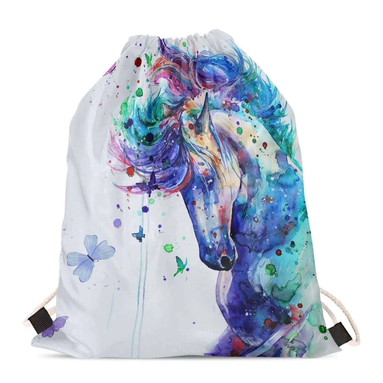 BYCHECAR Cute Horse Swim Bag Girls Pe Bgas Kids Drawstring Bags for Children Gym Sack Beach Sports Backpack Holiday Pouch Boys School Bookbag