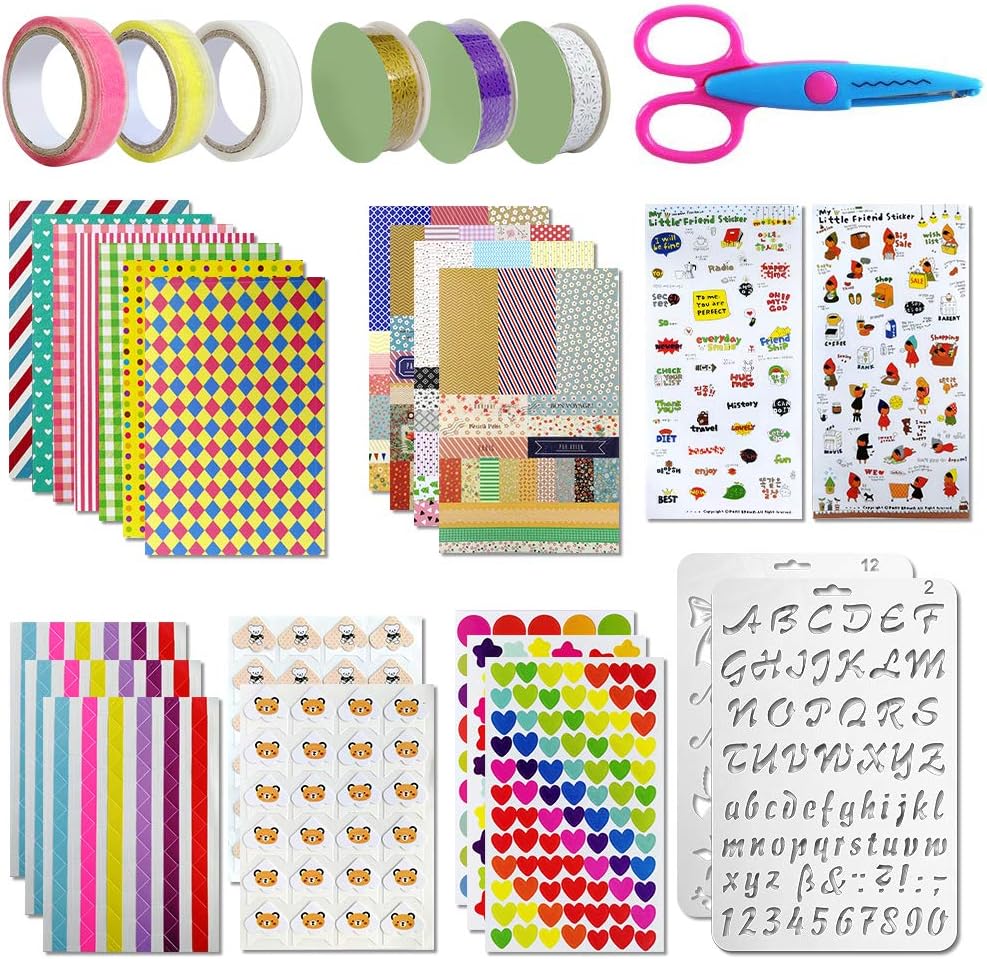 Aiskki Scrapbooking Sticker Bastel Zubehörset Aufkleber Fotoalbum Stickers Liebe DIY Gestalten Tagebuch Karten Dekoration für Fotobuch(50 STK)