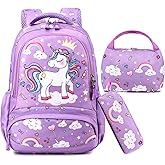 Unicorn Backpack for Girls School Backpack for Girls Unicorn Bookbag School Bag Set for Elementary Back to School