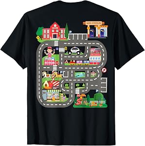 Kids Play Cars on Dad's Back Funny Father's Day Race Track T-Shirt