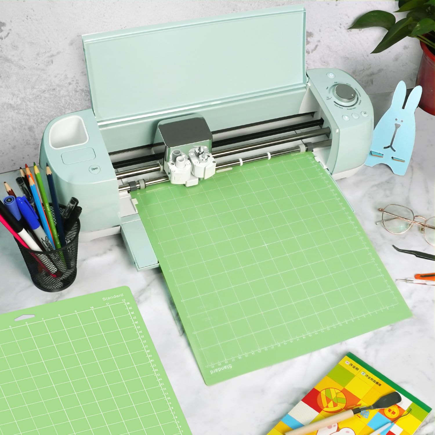 Gwybkq Cutting Mat, Compatible With Cricut Explore One/Air/Air 2/Maker 8 Pack 12x12 Inch Standard Green Grip Adhesive Sticky Non-Slip Durable Mat Cut Mats Replacement Accessories