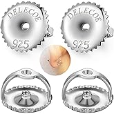 DELECOE 14K Gold Plated Secure Screw Earring Backs Replacement for Diamond Earring Studs, 925 Sterling Silver Locking Screwbacks Hypoallergenic for Threaded Post (0.032''), 2-Pairs