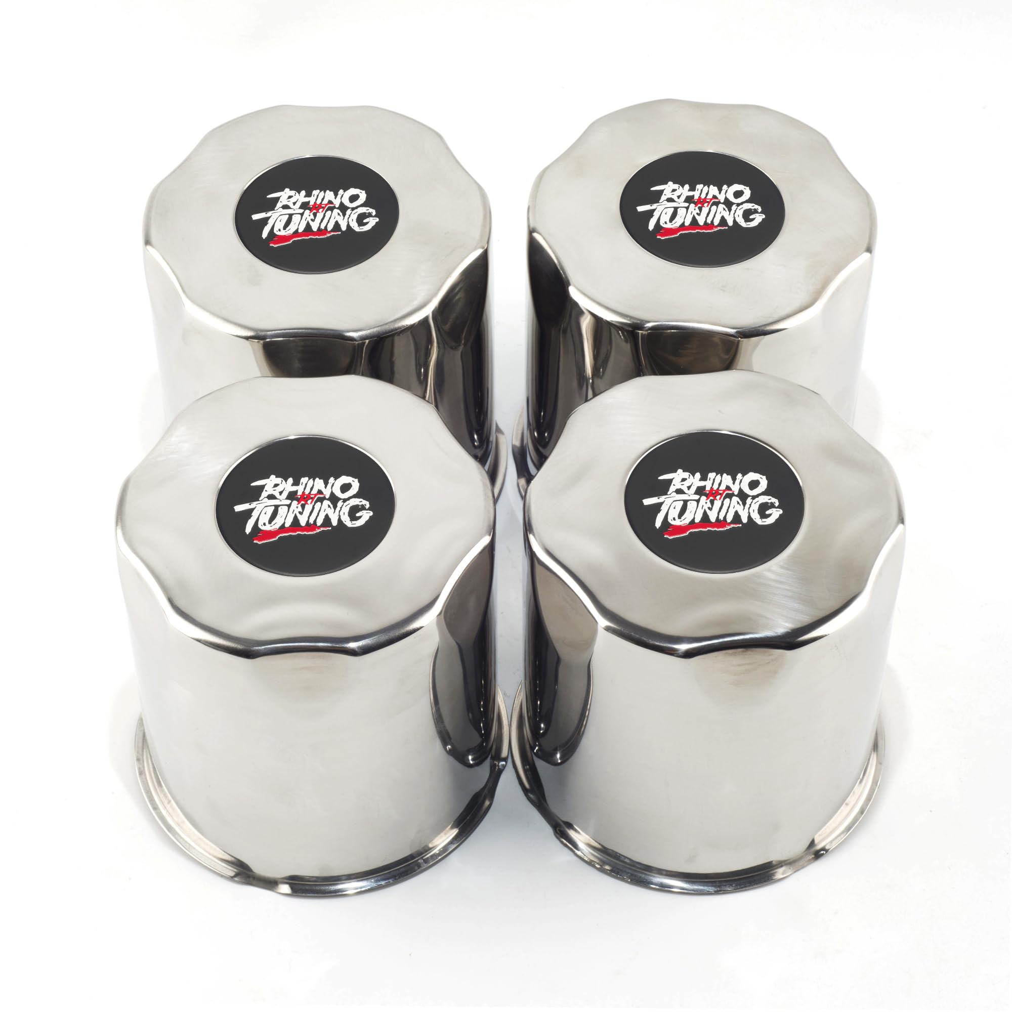 Photo 1 of RTrhinotuning 4 PCS 4.25 in Stainless Steel Trailer Wheel Center Caps for Truck SUV RV Rim Center Caps 4.37“ Tall Chrome Push Through Hub Covers