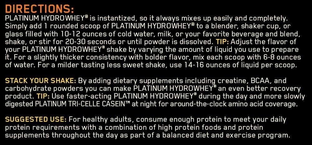 Optimum Nutrition Platinum Hydrowhey Protein Powder, 100% Hydrolyzed Whey Protein Isolate Powder, Flavor: Velocity Vanilla, 3.5 Pounds: Health & Personal Care