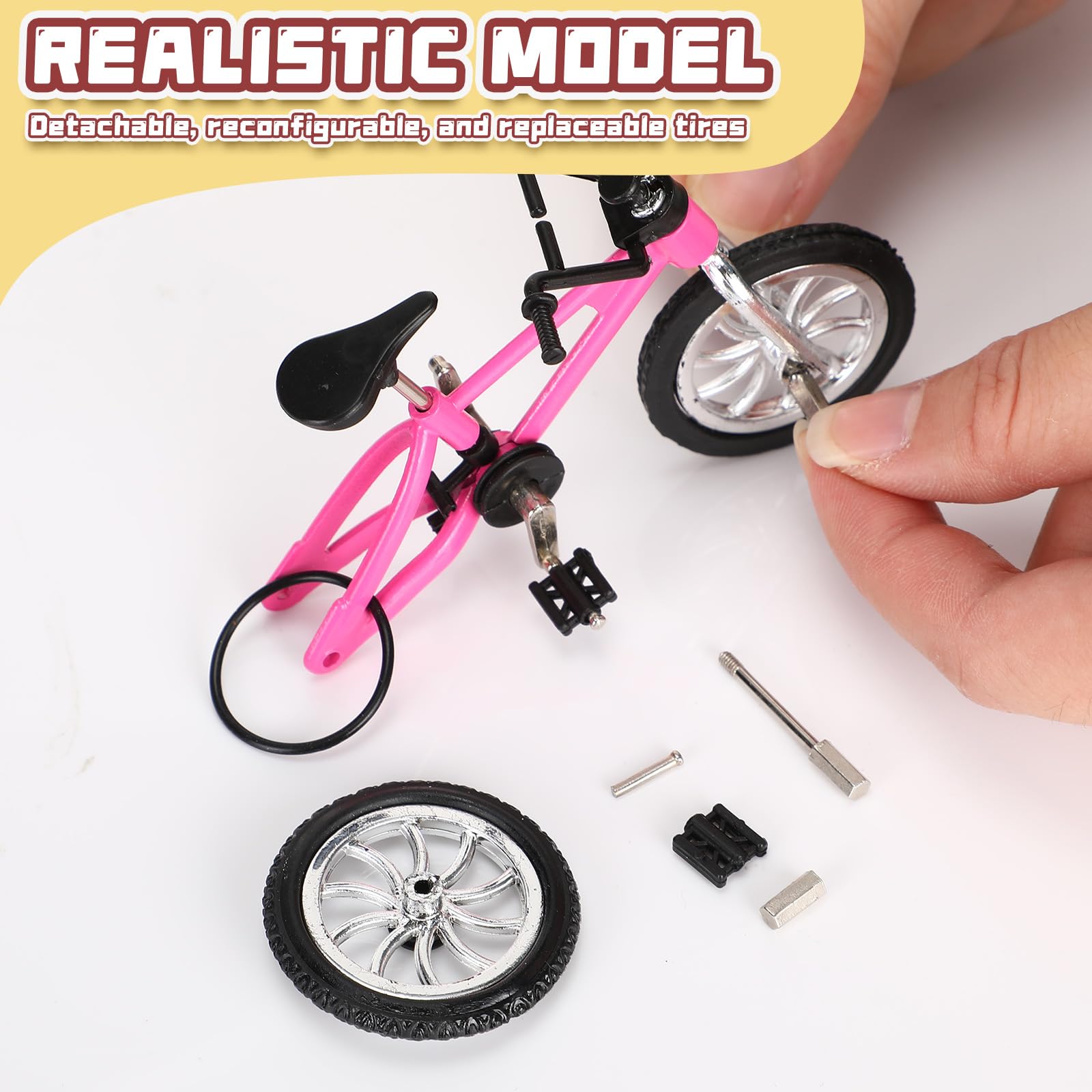 Poen 24 Pcs Kids Mini Finger Bikes Party Favors Miniature Fidget Bicycle Toy Metal Finger Bikes for Students Class Prizes Birthday Gift Goodie Bag Stuffers Carnival Prizes Christmas Stocking Fillers