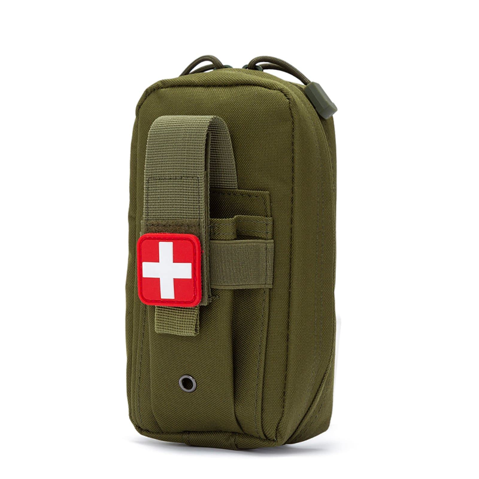 GINZER Molle Medical IFAK Pouch, Rip-Away EMT First Aid Pouch Bag, Tactical Emergency Survival Empty Trauma Kit, EDC for Outdoor Travel Camping Hiking Trekking, Army Green, 10cmX19cmX6cm