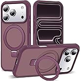 SKYLMW Compatible with iPhone 17 Pro Case with Invisible Magnetic O-Ring Stand Military-Grade Translucent Phone Case for iPhone 17 Pro 6.3" [Compatible with Mag-Safe][Great Grip Feeling], Wine Red