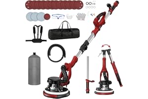 MODOFO TOOL Drywall Sander with Vacuum Dust Collector, 1200W 5 Variable Speed 800-2100RPM Upgraded Popcorn Ceiling Removal Tool, Lijadora Para Drywall Popcorn Ceiling Remover with Extendable Handle