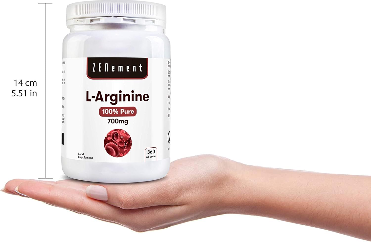 L-Arginine 2800 mg per Daily Dose (4 Capsules), Pure, Free-Form Arginine, Without HCL for Greater Bioavailability - Image 5