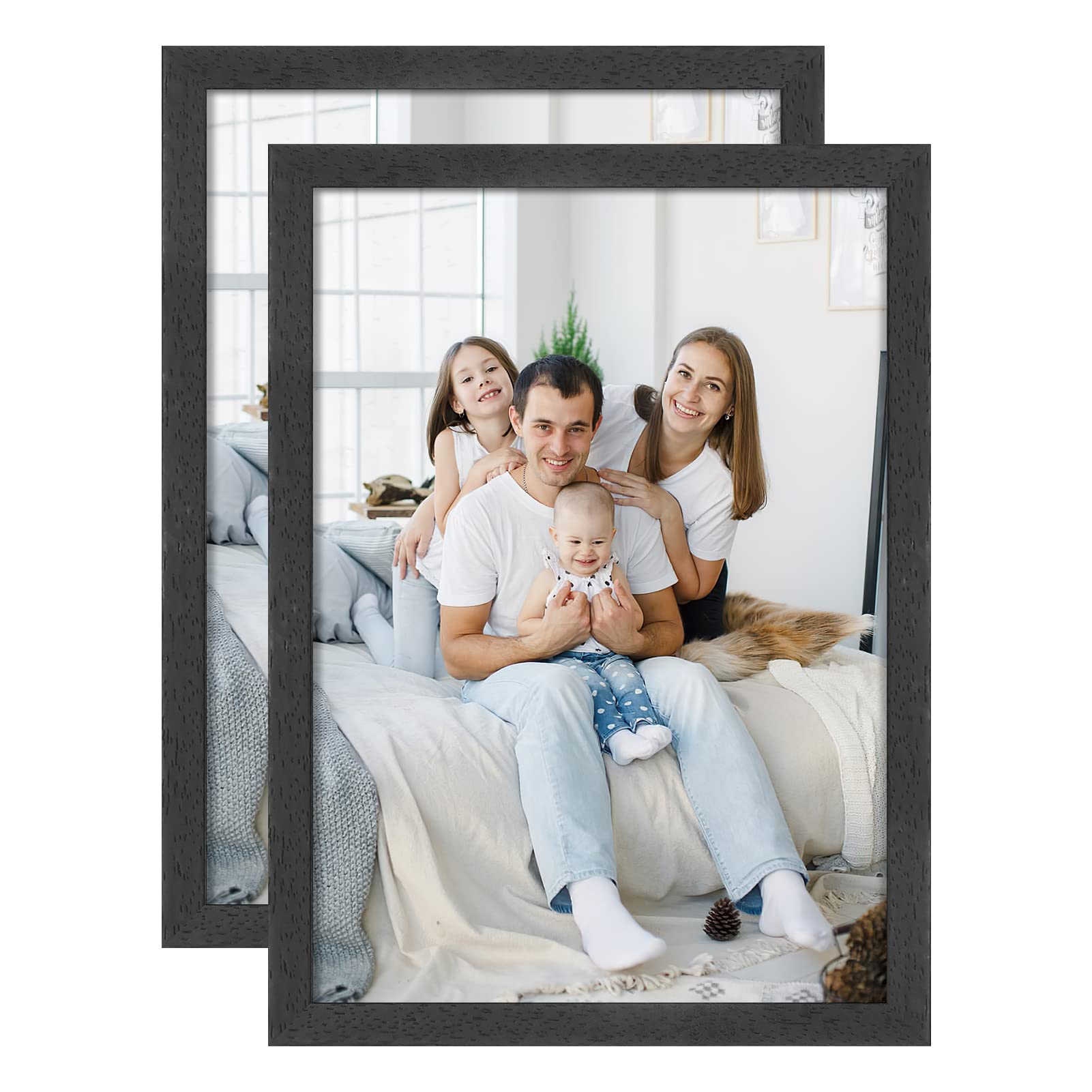 A5 Wood Photo Picture Frame,15x21cm Black Certificate Frames with Perspex Glass for Wall Display Horizontally or Vertically in Living Room Bedroom Gallery,Set of 2