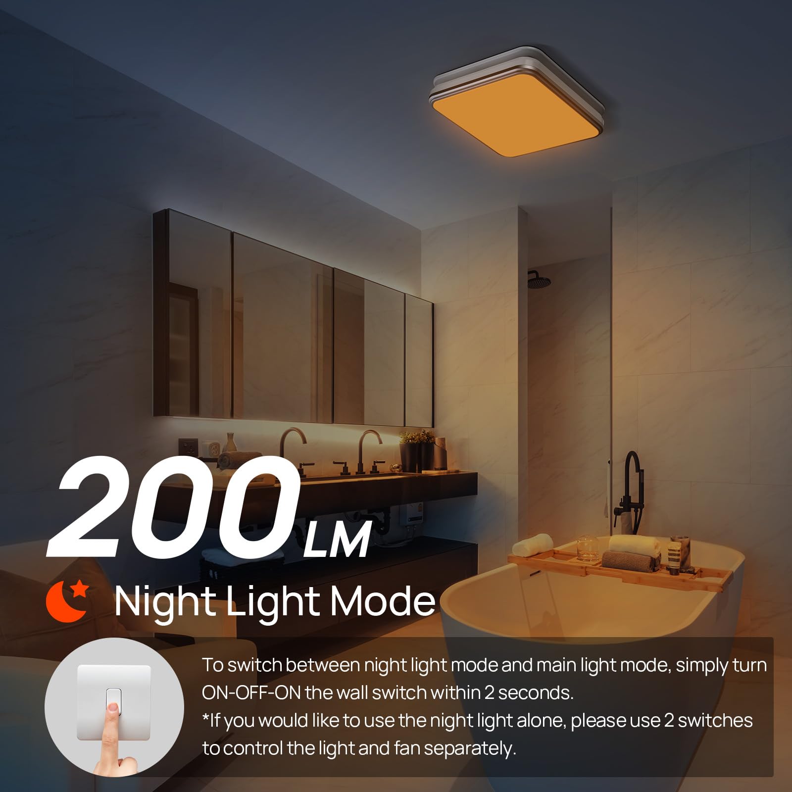 Consciot Bathroom Exhaust Fan with Light, 110/160 CFM Adjustable, 0.8/1.0 Sone, suitable for mounting hole 11.39 x 10.42 inches, Bath Ventilation Fan with 1500Lm LED Light 3CCT Selectable & Nightlight