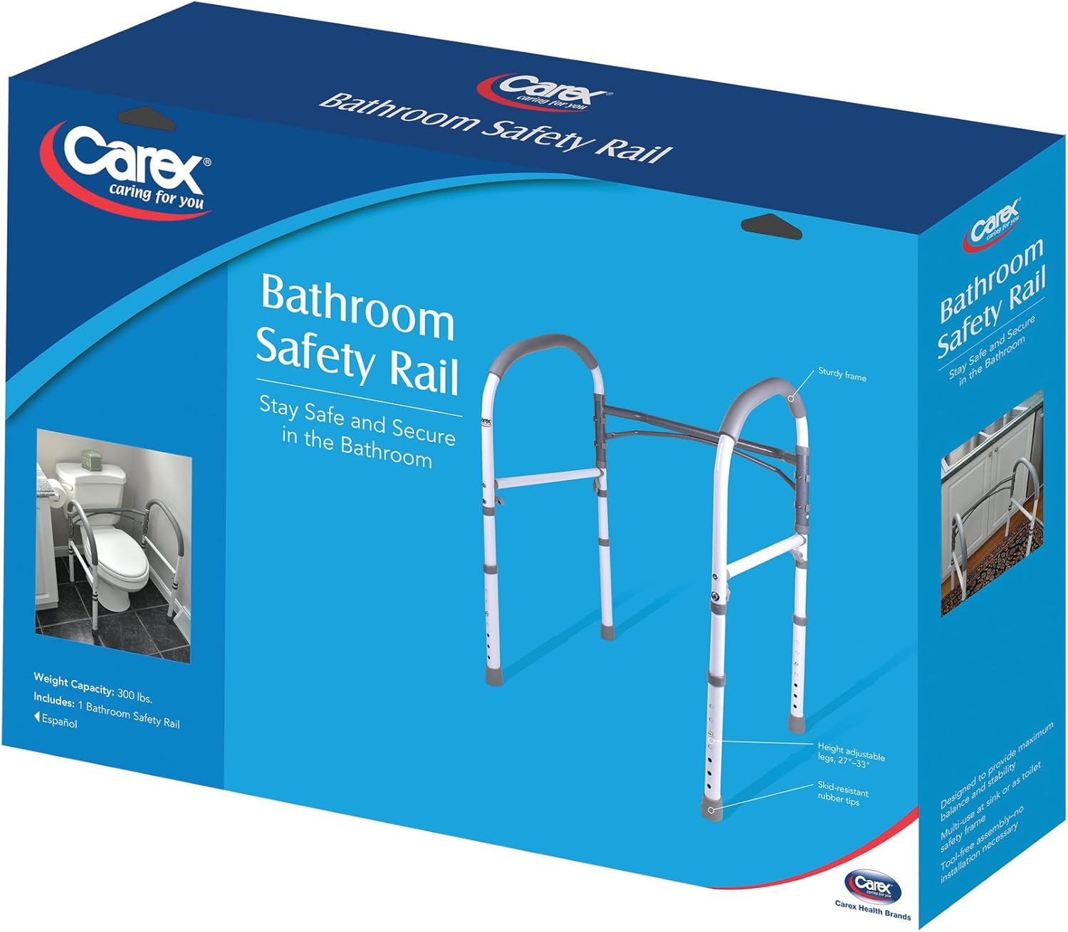 Carex Toilet Safety Rails - Toilet Handles for Elderly and Handicap - Home Health Care Equipment Toilet Safety Frame: Health & Personal Care