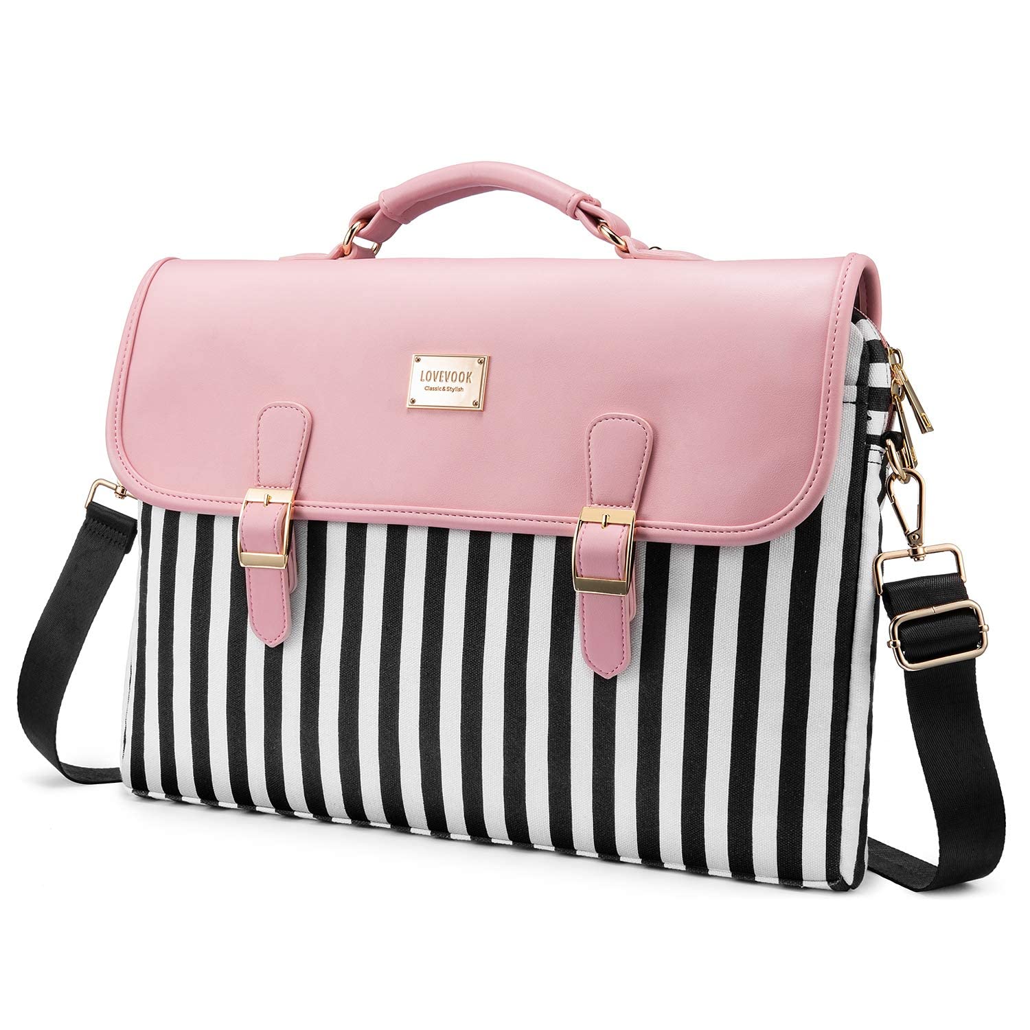 LOVEVOOK Laptop Bags for Women,15.6 Inch Computer Bag, Cute Briefcase Bags for Work Office College, Designer Laptop Messenger Shoulder Bag, Ladies Laptop Bag, Laptop Sleeve Case with Strap, Pink