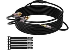 KXABLE 3.5mm to RCA Cable 15FT, 2 Male RCA to Aux Stereo Audio Adapter, Hi-Fi Sound Auxiliary Y Splitter Cord, Shielded 1/8 to 2RCA Cable for Headphone, MP3, Tablet, Speaker, HDTV, Phone and More