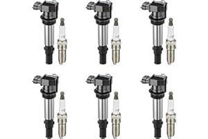 BDFHYK Ignition Coil Pack UF375 and Iridium Spark Plugs 6509 Compatible with Buick Allure Enclave LaCrosse Rendezvous Cadillac CTS SRX Chevy Traverse GMC Acadia Saturn Outlook 2.8L 3.6L V6, Sets of 4