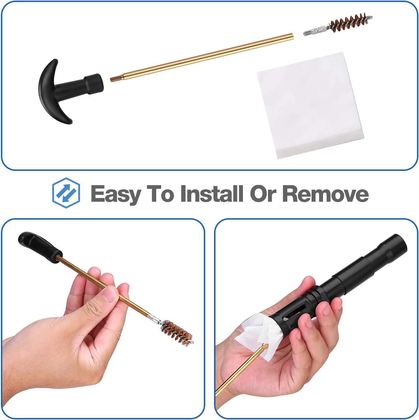 ProCase Universal Handgun Cleaning Kit for .22 .357 .38, 9mm .40 .45 Caliber Pistol, Zippered Compact Case with Brass Brush, Jag, Slotted Tip, Cleaning Pick, Cleaning Rod and Cleaning Patches –Black: Computers & Accessories