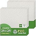 Fasarxiu 2ft x 2ft Printed Pro Ceiling Tiles Waterproof, Washable and Fire-Rated - High-Grade PVC Ceiling Tiles 24"x24" - Easy Drop-in Installation - Case of 12 (48 sq. ft.)